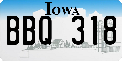 IA license plate BBQ318