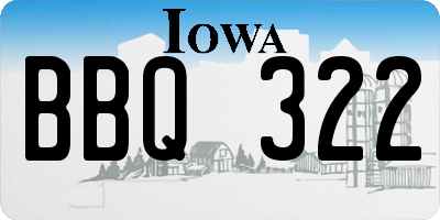 IA license plate BBQ322