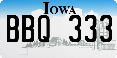 IA license plate BBQ333