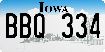 IA license plate BBQ334