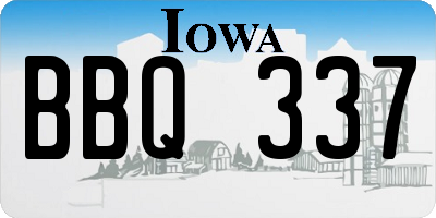 IA license plate BBQ337