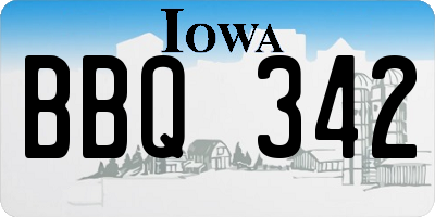IA license plate BBQ342