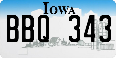 IA license plate BBQ343