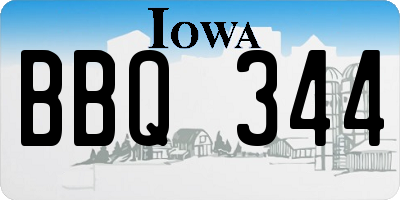 IA license plate BBQ344