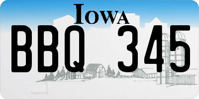 IA license plate BBQ345