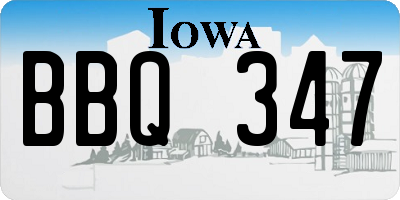 IA license plate BBQ347