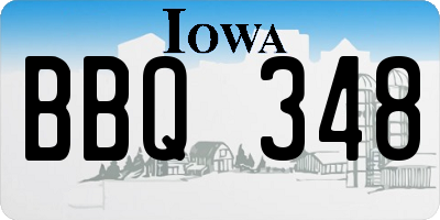 IA license plate BBQ348