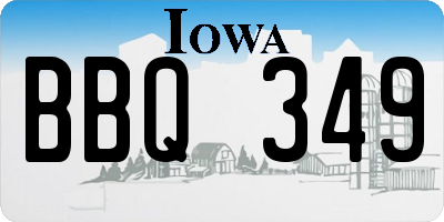 IA license plate BBQ349