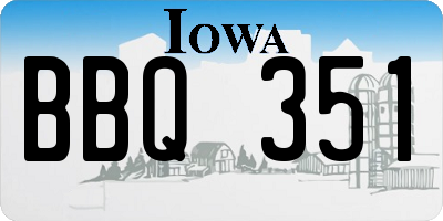 IA license plate BBQ351