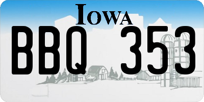 IA license plate BBQ353