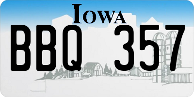 IA license plate BBQ357