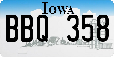 IA license plate BBQ358