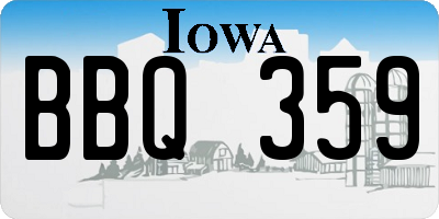 IA license plate BBQ359