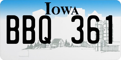 IA license plate BBQ361