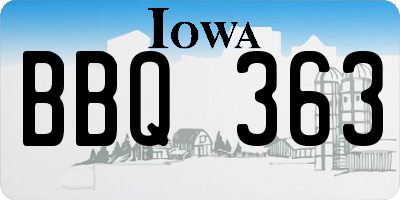 IA license plate BBQ363