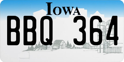 IA license plate BBQ364