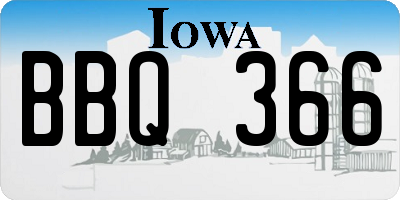 IA license plate BBQ366