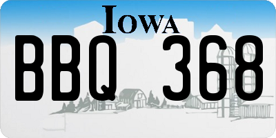 IA license plate BBQ368