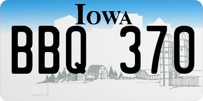 IA license plate BBQ370