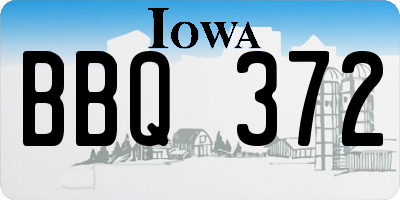 IA license plate BBQ372