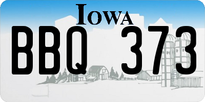 IA license plate BBQ373