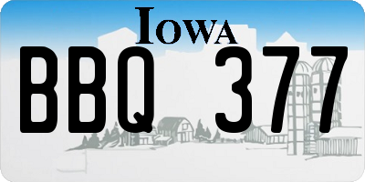 IA license plate BBQ377