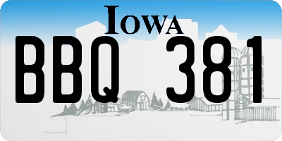 IA license plate BBQ381