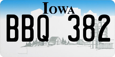IA license plate BBQ382