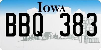 IA license plate BBQ383