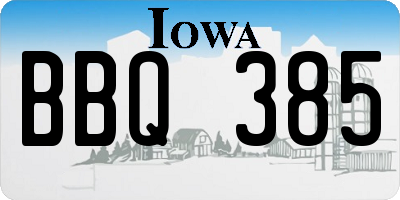IA license plate BBQ385