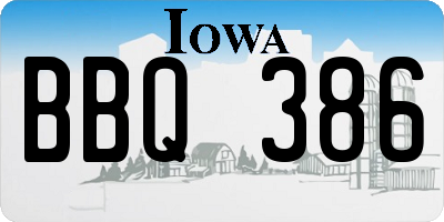 IA license plate BBQ386