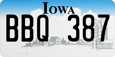 IA license plate BBQ387