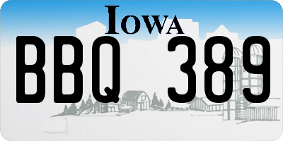 IA license plate BBQ389