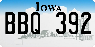 IA license plate BBQ392