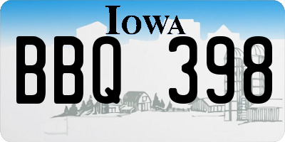 IA license plate BBQ398