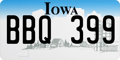 IA license plate BBQ399