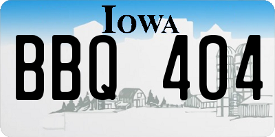 IA license plate BBQ404