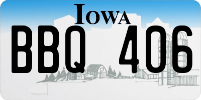 IA license plate BBQ406