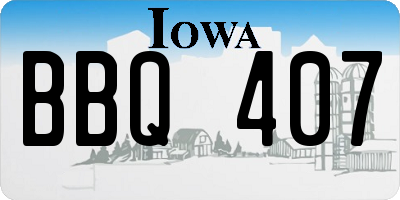 IA license plate BBQ407