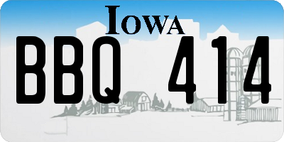 IA license plate BBQ414