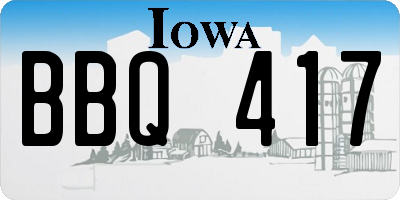 IA license plate BBQ417