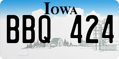 IA license plate BBQ424