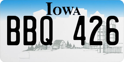 IA license plate BBQ426