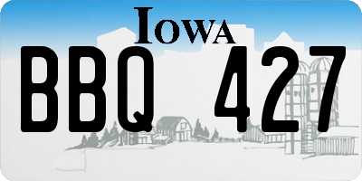 IA license plate BBQ427