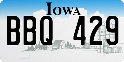IA license plate BBQ429