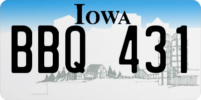 IA license plate BBQ431