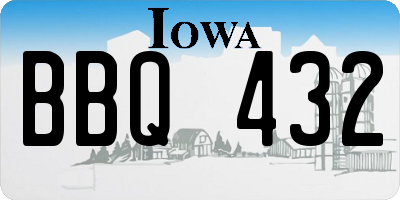 IA license plate BBQ432