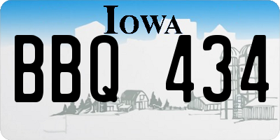 IA license plate BBQ434