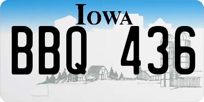 IA license plate BBQ436