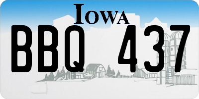 IA license plate BBQ437